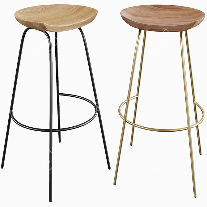 Sleek Alden Bar Stool 3D model image 1