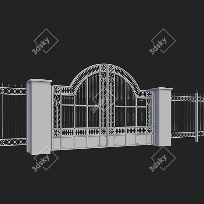 Elegant Iron Gates - Enhance Your Entrance 3D model image 4