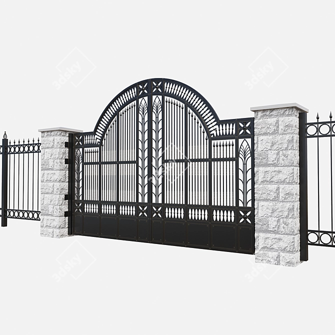 Elegant Iron Gates - Enhance Your Entrance 3D model image 7