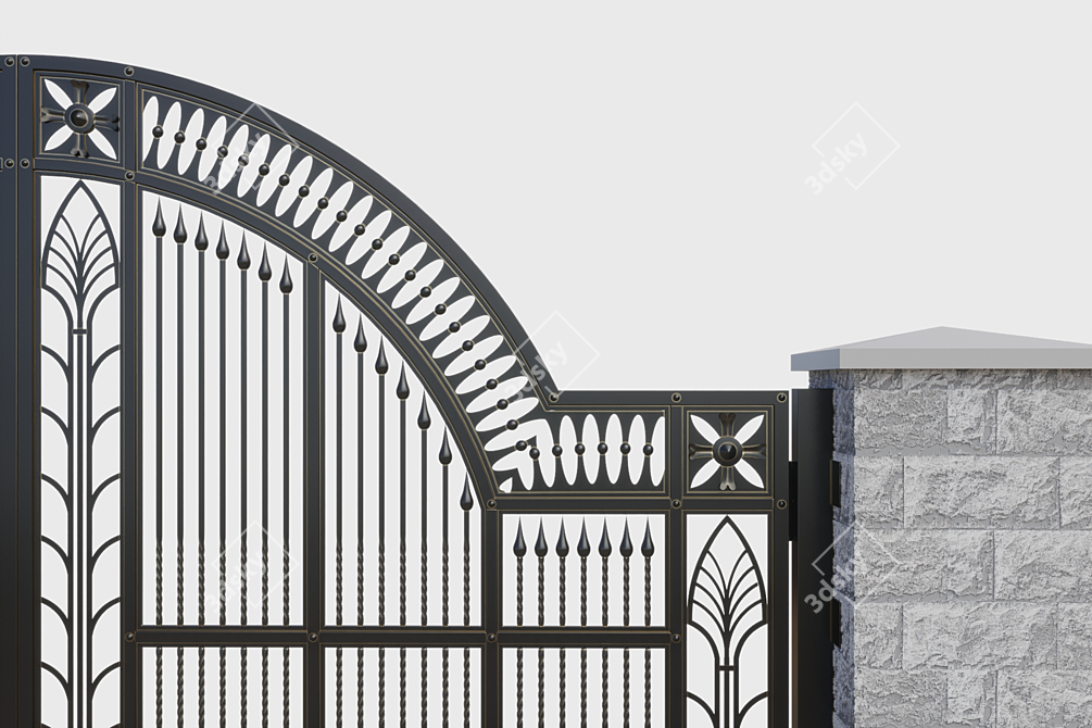 Elegant Iron Gates - Enhance Your Entrance 3D model image 8