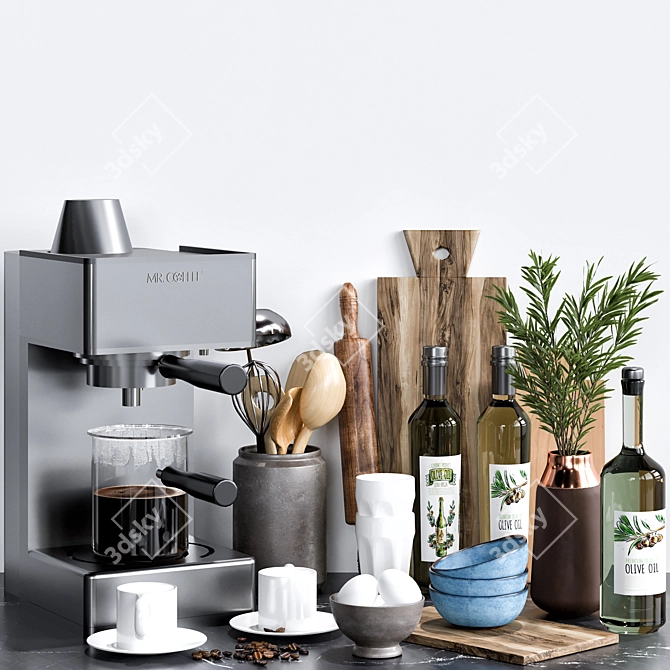 Modern Kitchen Accessories Set 3D model image 2