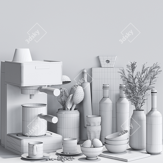 Modern Kitchen Accessories Set 3D model image 5