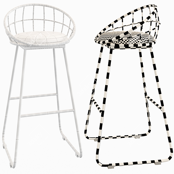 Nordic Style Iron Chair 3D model image 2