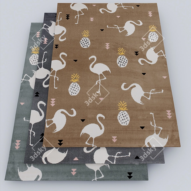 Colorful Flamingo Xeno Rug 3D model image 1