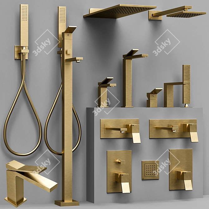 Luxurious Gessi Rettangolo K Faucet Set 3D model image 2