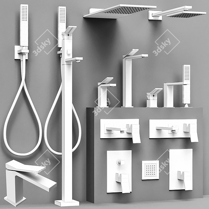 Luxurious Gessi Rettangolo K Faucet Set 3D model image 6