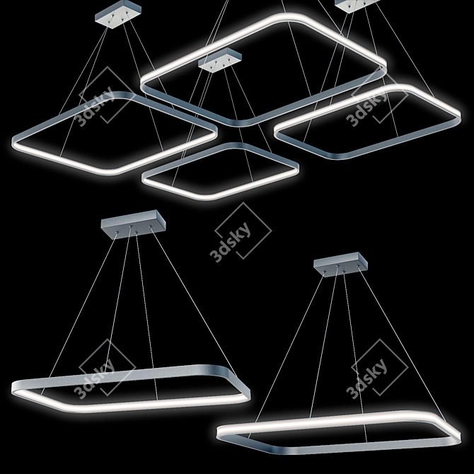 Sleek Modern Chandelier for Healthy Lighting 3D model image 1