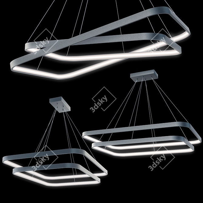 Sleek Minimalist LED Chandelier 3D model image 1