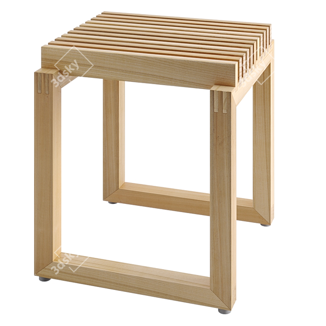 Sleek Oak Stool 3D model image 2