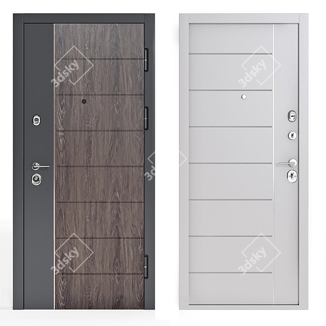 Title: Sleek Modern Entrance Door 3D model image 8