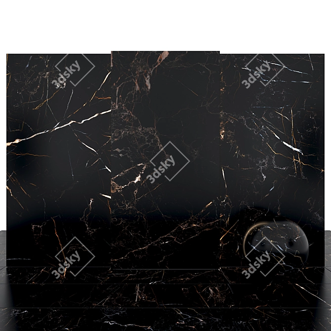 Black Atlas Marble: Elegant Versatile Tiles 3D model image 1