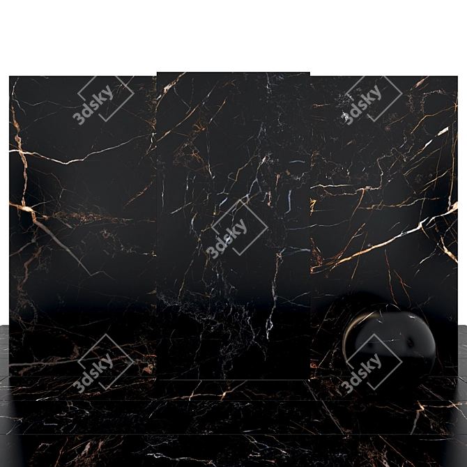 Black Atlas Marble: Elegant Versatile Tiles 3D model image 2