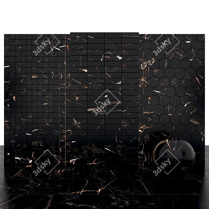 Black Atlas Marble: Elegant Versatile Tiles 3D model image 3