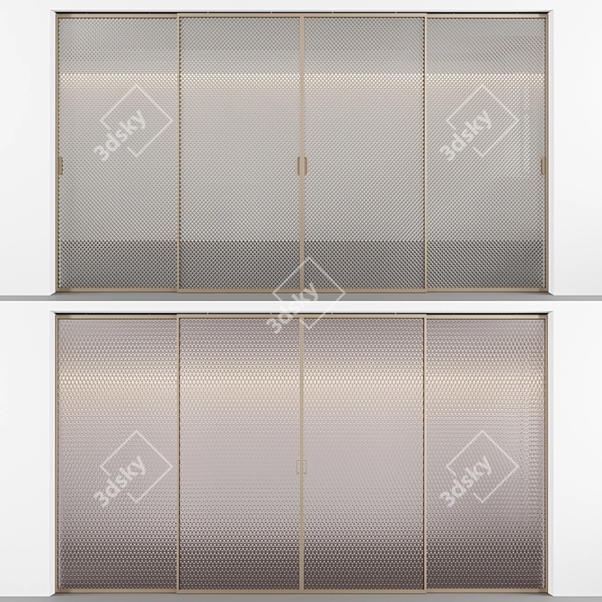 Embossed Sliding Glass Doors 3D model image 1