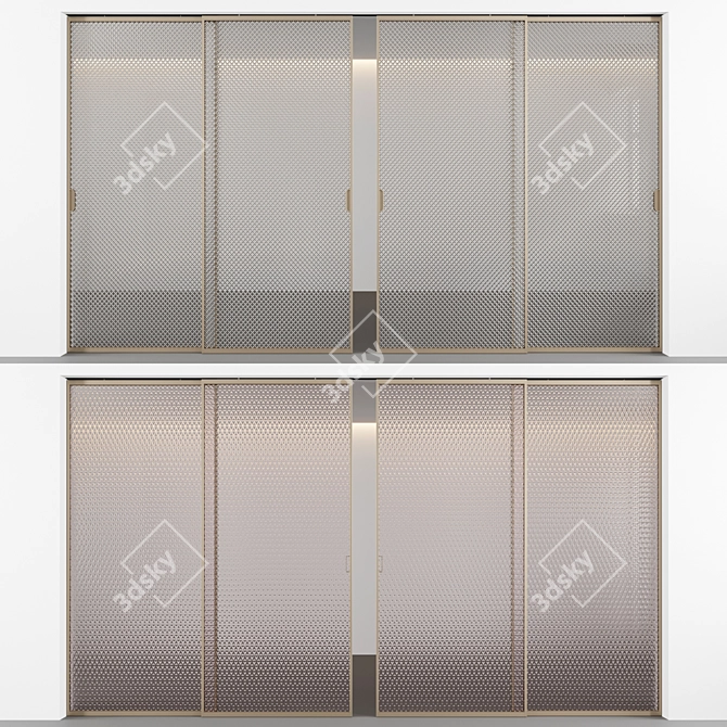 Embossed Sliding Glass Doors 3D model image 2