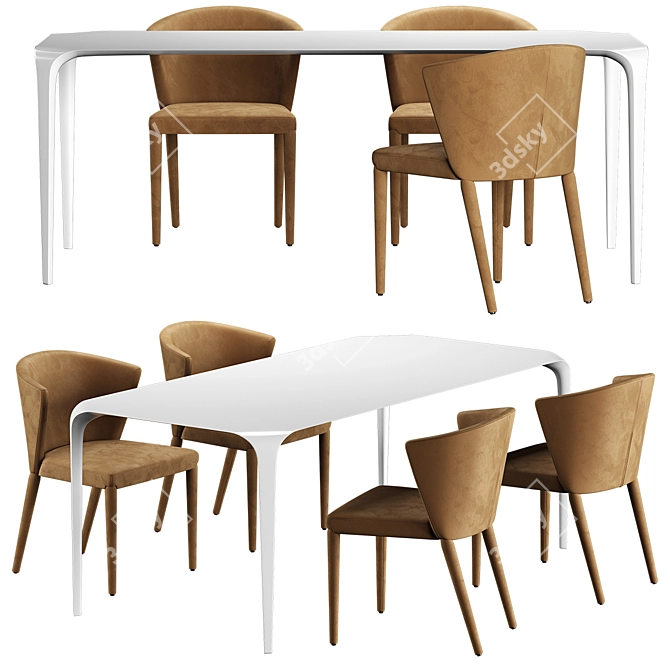 Italian-Made Calligaris Amelie Chair & Link Table 3D model image 1