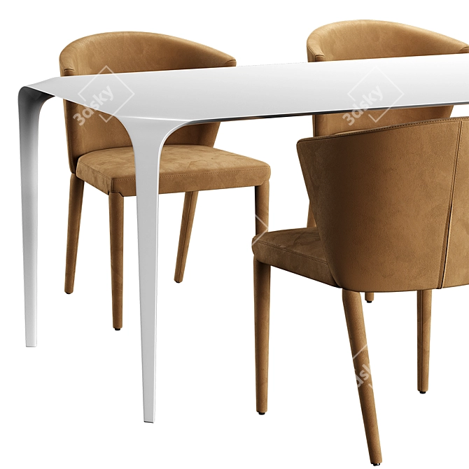 Italian-Made Calligaris Amelie Chair & Link Table 3D model image 2