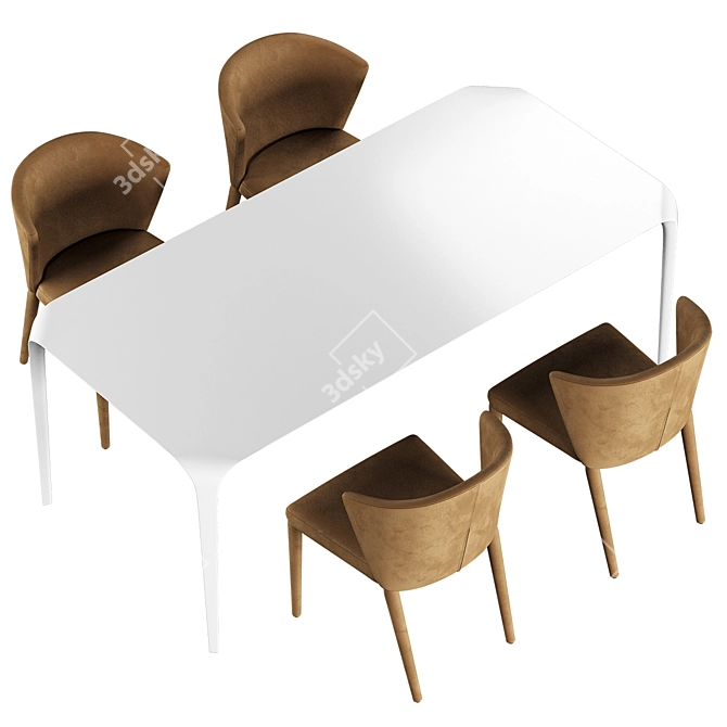 Italian-Made Calligaris Amelie Chair & Link Table 3D model image 4