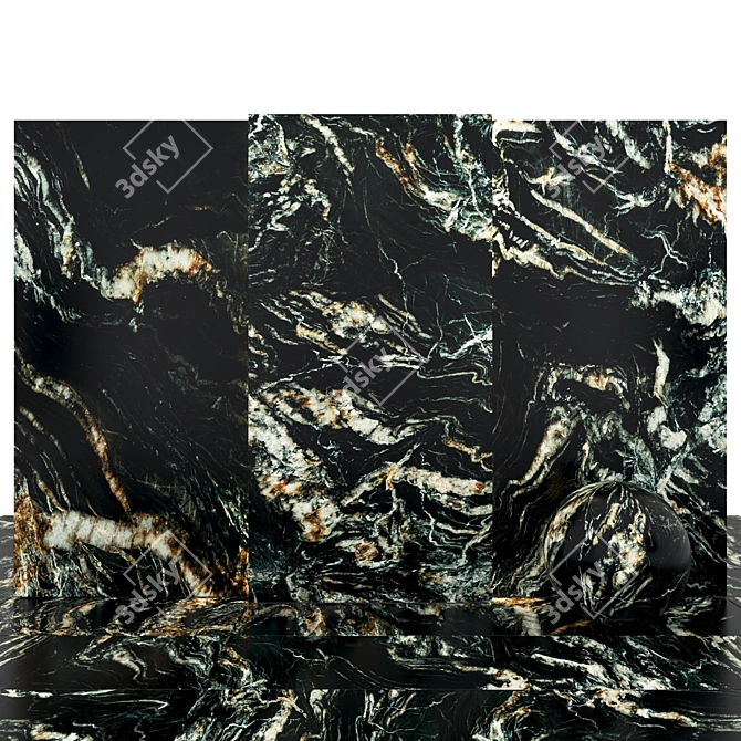 WaveMarble: Glossy, Textured Slabs & Tiles - 8 Options 3D model image 1