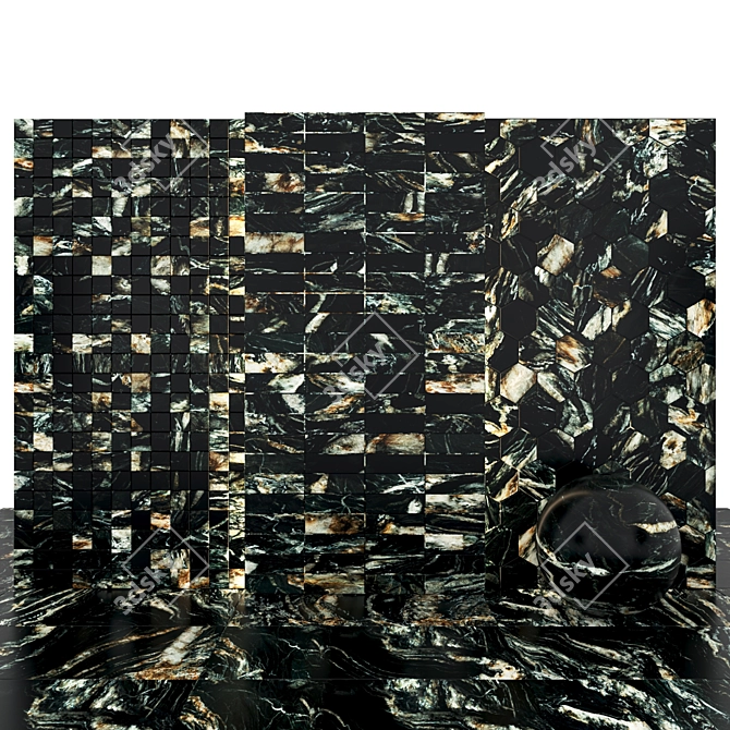 WaveMarble: Glossy, Textured Slabs & Tiles - 8 Options 3D model image 3