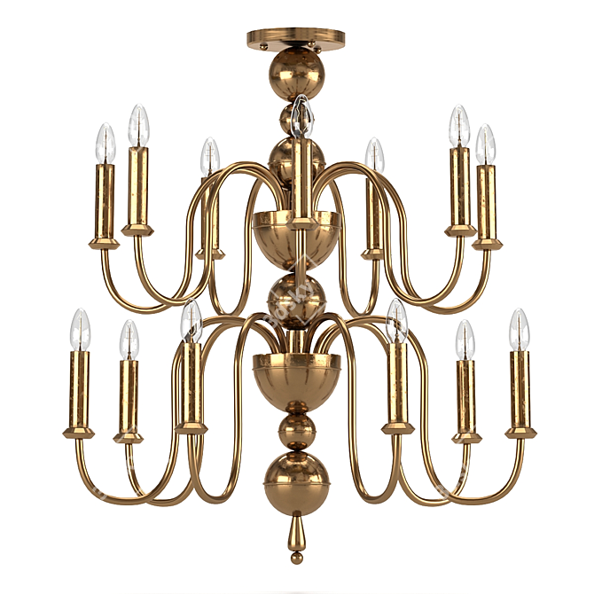 Title: Brass Art Deco Chandelier - Medium Size 3D model image 1