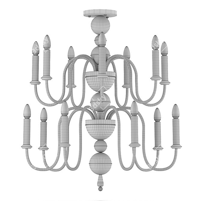 Title: Brass Art Deco Chandelier - Medium Size 3D model image 2