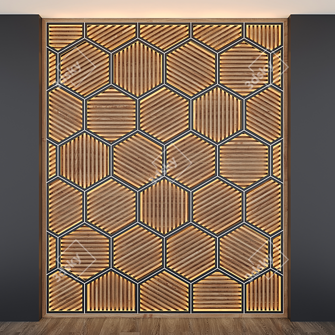 Natural Wood Panel Compositions 3D model image 1