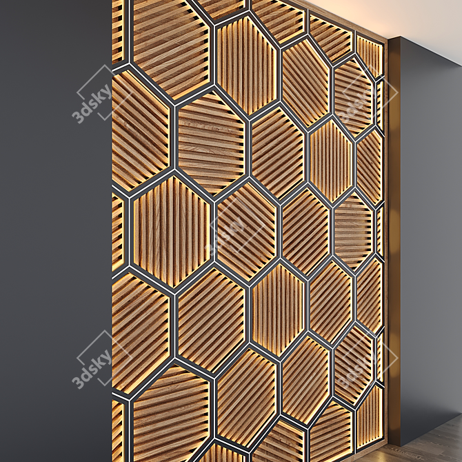 Natural Wood Panel Compositions 3D model image 2