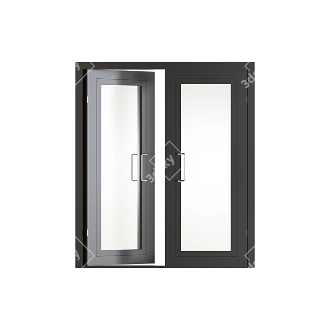 Sleek Aluminum Door & Window 3D model image 2