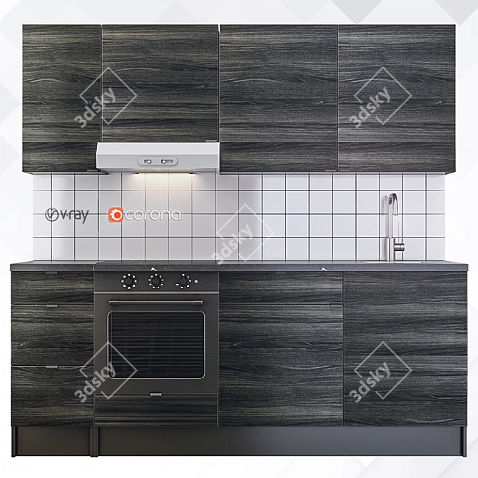 Modern IKEA Kitchen Set 3D model image 2