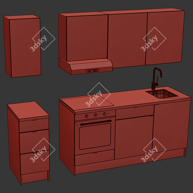 Modern IKEA Kitchen Set 3D model image 4