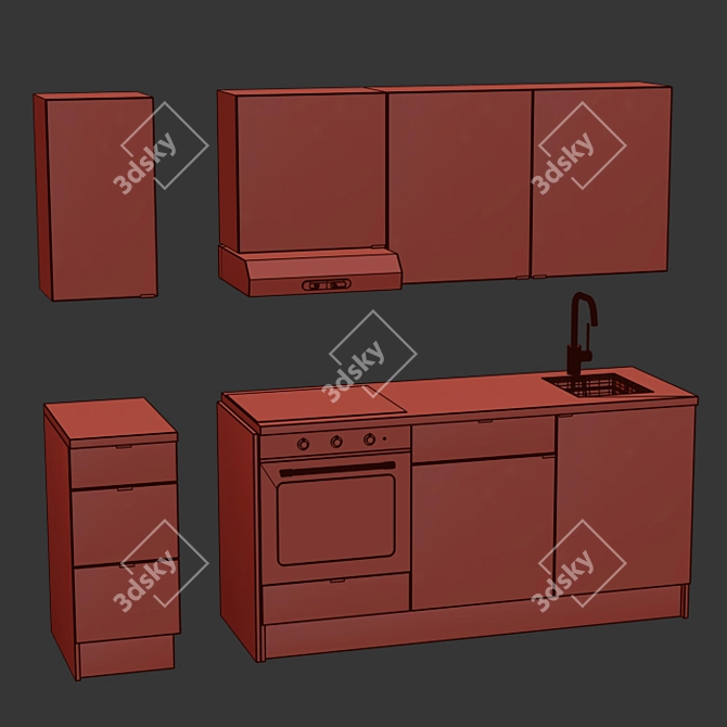 Modern IKEA Kitchen Furniture 3D model image 4