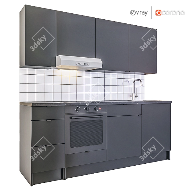 Modern IKEA Kitchen Furniture 3D model image 6