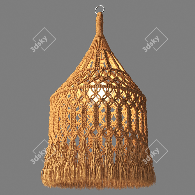 Organic Macrame Pendant: Handcrafted Elegance for Modern Spaces 3D model image 2