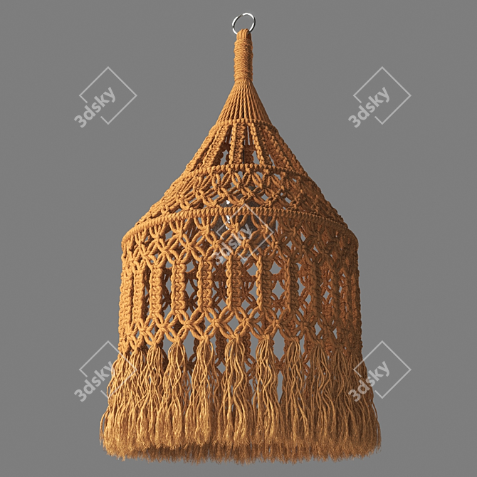 Organic Macrame Pendant: Handcrafted Elegance for Modern Spaces 3D model image 3