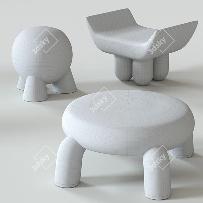 Stylish Ottomans by Pietro Franceschini 3D model image 6