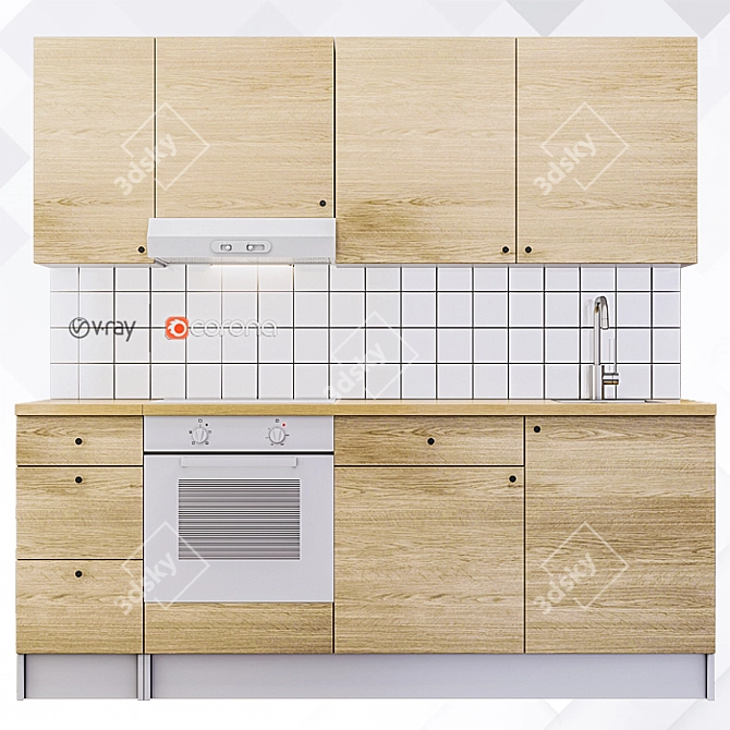 Modern IKEA Kitchen Design 3D model image 2