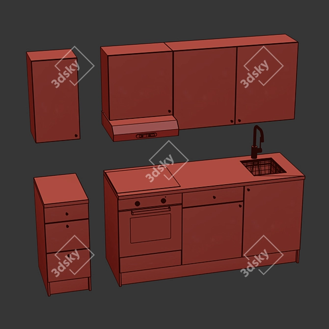 Modern IKEA Kitchen Design 3D model image 4