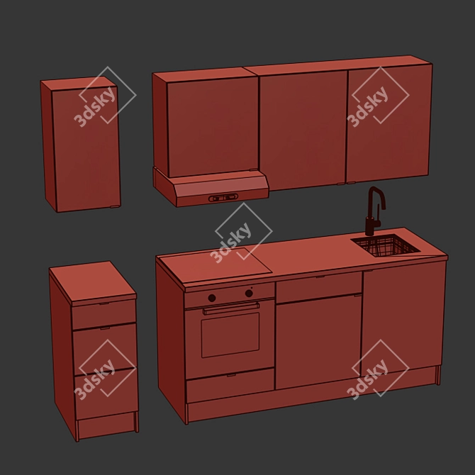 Modern IKEA Kitchen Set 3D model image 4