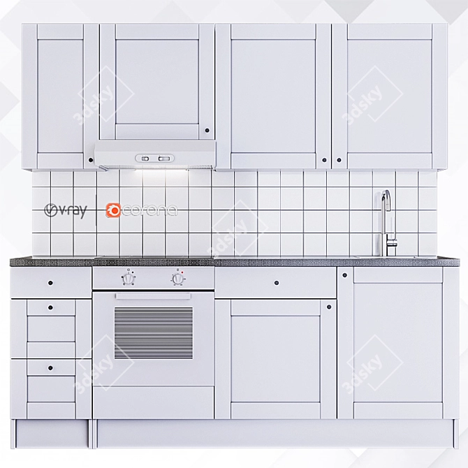 Modern Two-Tone IKEA Kitchen 3D model image 2