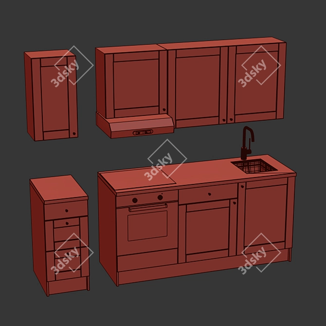 Modern Two-Tone IKEA Kitchen 3D model image 4