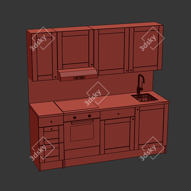 Modern Two-Tone IKEA Kitchen 3D model image 5