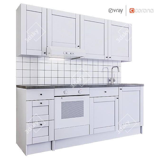 Modern Two-Tone IKEA Kitchen 3D model image 6