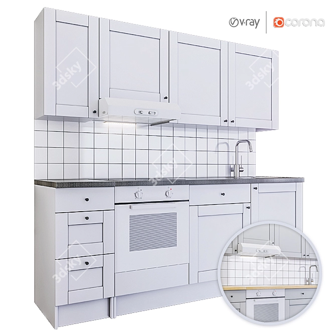 Modern Two-Tone IKEA Kitchen 3D model image 7