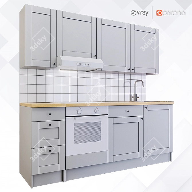 Modern Two-Tone IKEA Kitchen 3D model image 8