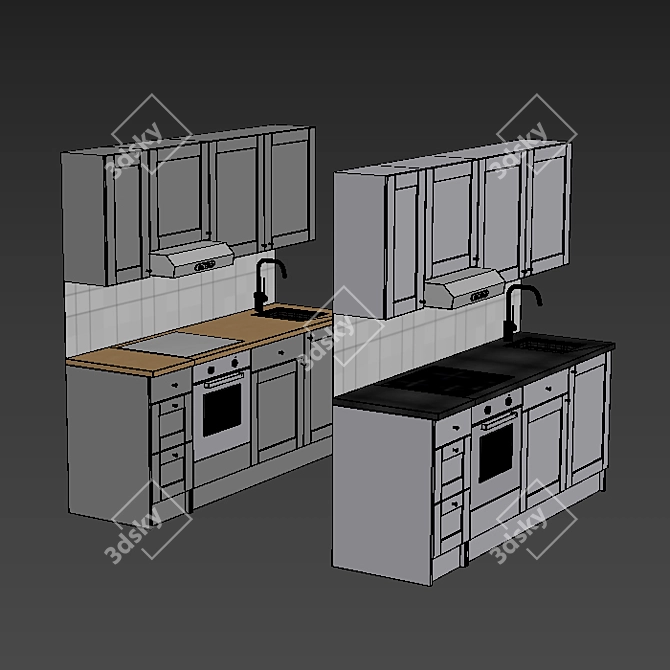 Modern Two-Tone IKEA Kitchen 3D model image 13
