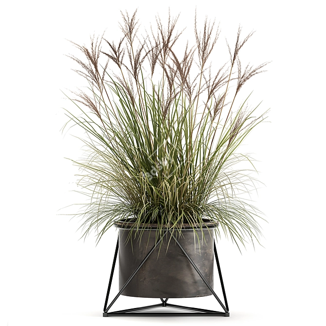 Exquisite Plant Collection: Metallic Pot Decor 3D model image 3