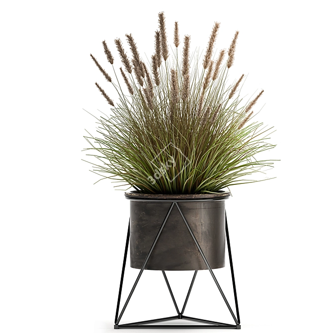 Exquisite Plant Collection: Metallic Pot Decor 3D model image 5