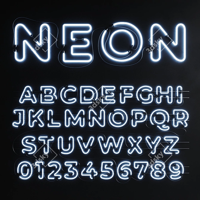 Glowing Neon Alphabet Set 3D model image 1