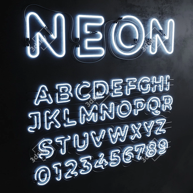 Glowing Neon Alphabet Set 3D model image 2